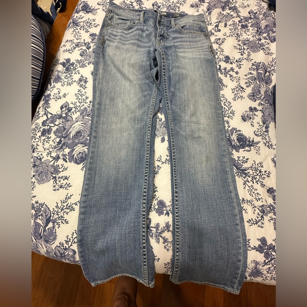 BKE Men's Light Wash Straight Jeans